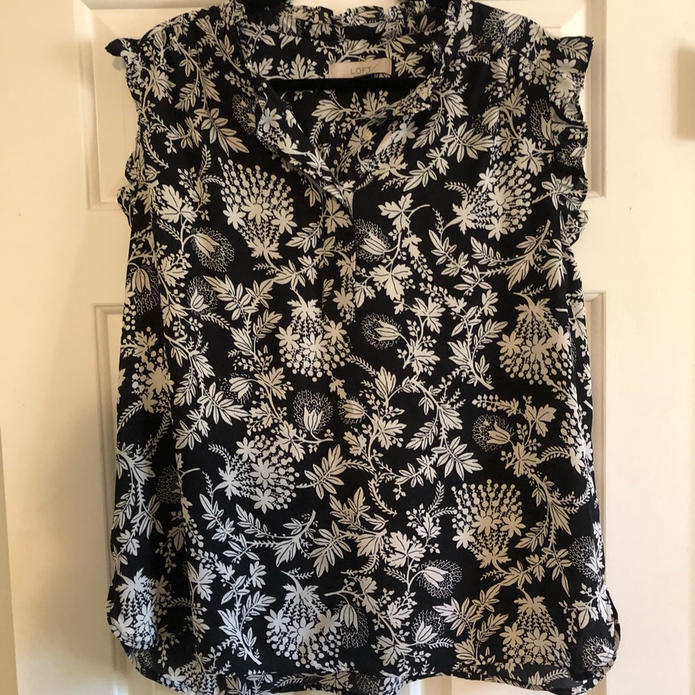 Loft ruffle cap sleeve blouse